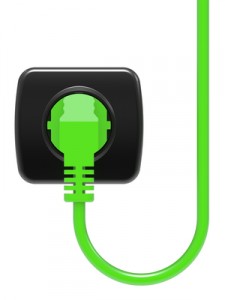 Green electric plug and power outlet